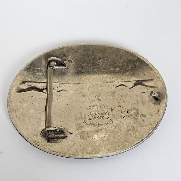 Vtg Comstock German Silver Belt Buckle Bronc Rider Rodeo Cowboy Barrel Racing - Picture 4 of 13
